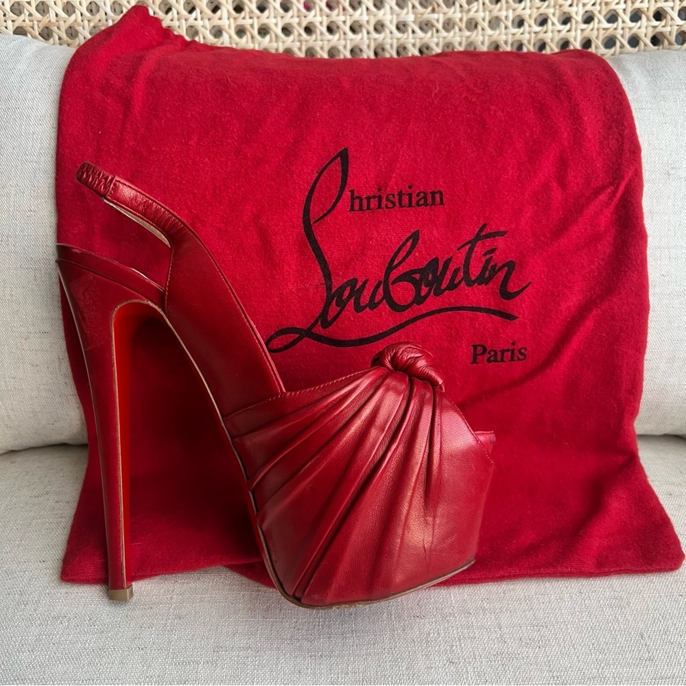 Christian Louboutin Red Leather Platform Heels | 36 1/2